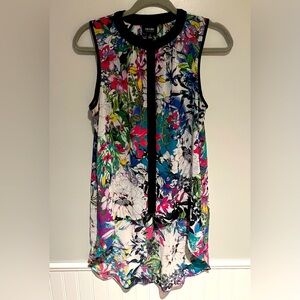 Nicole by Nicole Miller Floral Sleeveless Button Down Tunic Top Size Small